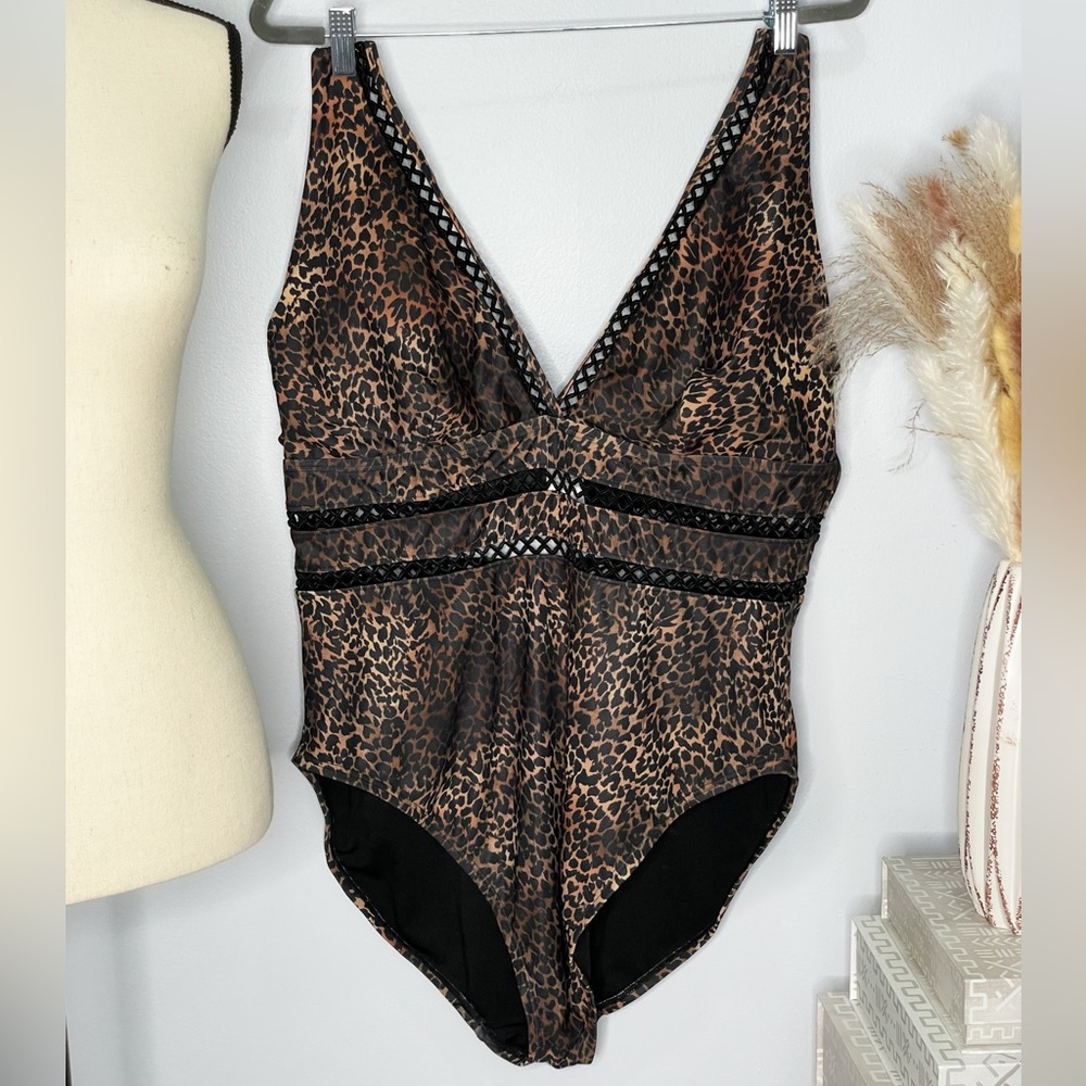 SOLD - Swimsuits For All Leopard Print One Piece - 24W - Picture 1 of 7